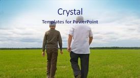  Presentation with grandfather - Presentation theme enhanced with grandson and grandfather in the field background and a sky blue colored foreground