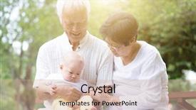  Presentation with senior asian - Cool new PPT layouts with grandson asian grandparents with grandchild backdrop and a soft green colored foreground