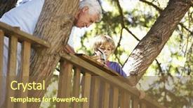  Presentation with house building - Audience pleasing slides consisting of grandson building tree house backdrop and a tawny brown colored foreground