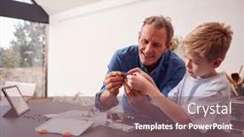  Presentation with robot electronic - Amazing presentation having grandson-with-grandfather-assembling-electronic backdrop and a violet colored foreground