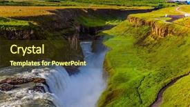  Presentation with crash - Presentation design enhanced with grandwater - grand golden waterfall background and a tawny brown colored foreground