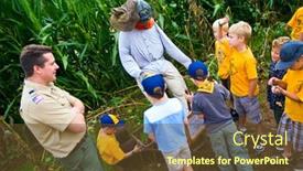  Presentation with scouts - Colorful PPT layouts enhanced with granite-bay-california-usa-october backdrop and a tawny brown colored foreground