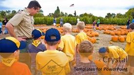  Presentation with scouts - Audience pleasing presentation design consisting of granite-bay-california-usa-october backdrop and a gold colored foreground