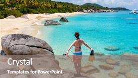  Presentation with virgin islands - Presentation theme enhanced with granite boulder at virgin background and a gray colored foreground