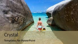  Presentation with virgin islands - Presentation having granite boulders at virgin background and a coral colored foreground