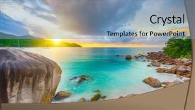  Presentation with granite - Cool new PPT theme with granite boulders praslin island seychelles backdrop and a teal colored foreground
