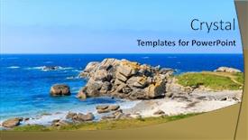  Presentation with granite - PPT theme with granite-coast-in-brittany-atlantic background and a light blue colored foreground