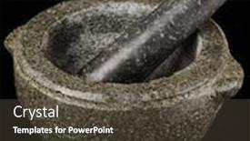  Presentation with sauces - Colorful presentation design enhanced with granite mortar used for making sauces isolated on black background backdrop and a tawny brown colored foreground