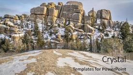  Presentation with spirit - PPT layouts consisting of granite rock formation in vedauwoo recreation area wyoming known to the arapaho indians as land of the earthborn spirit winter scenery background and a coral colored foreground