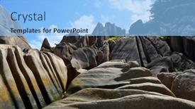  Presentation with beach rocks - Theme with granite-rocks-near-anse-source background and a light blue colored foreground