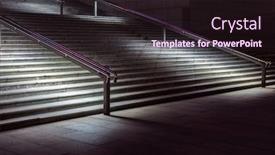  Presentation with granite - PPT theme enhanced with granite stairs with light at night background and a wine colored foreground
