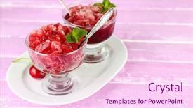  Presentation with cherry - Colorful presentation theme enhanced with granitz - closeup of cherry granita backdrop and a  colored foreground