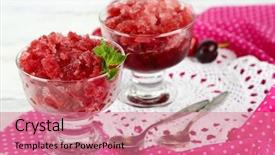  Presentation with sage bowls - Colorful slides enhanced with granitz - closeup of cherry granita backdrop and a coral colored foreground