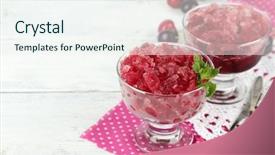 Presentation with cherry - Beautiful presentation theme featuring granitz - closeup of cherry granita backdrop and a sky blue colored foreground