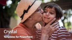  Presentation with cub boy scout oath scouts - Slide set with granny - grandmother hugging little boy background and a tawny brown colored foreground