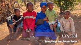  Presentation with village - PPT theme consisting of granny-and-kids-african-family background and a violet colored foreground