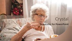  Presentation with candy - Presentation design enhanced with granny eats candy in the living room background and a coral colored foreground