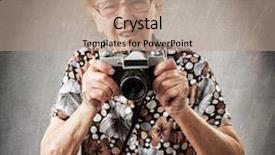  Presentation with old camera and film sound - Amazing presentation theme having granny photographer with old camera backdrop and a coral colored foreground