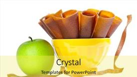  Presentation with fruit - Amazing slide deck having granny smith fruit leather rolls backdrop and a yellow colored foreground