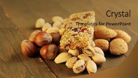  Presentation with granola - Theme with granola bar on nuts background and a gold colored foreground