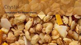  Presentation with granola - PPT layouts consisting of granola-cereal-with-dried-fruits background and a gold colored foreground