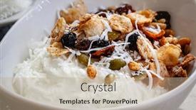  Presentation with granola - PPT theme consisting of granola-with-yogurt-and-shredded background and a coral colored foreground