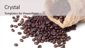  Presentation with coffee beans - Slide set consisting of granos de cafe - coffee beans in canvas sack background and a light gray colored foreground