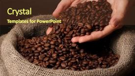  Presentation with coffee beans - Presentation theme having granos de cafe - coffee beans in hands background and a tawny brown colored foreground