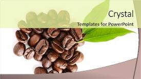  Presentation with grains - Amazing PPT layouts having granos de cafe - coffee grains and leaves backdrop and a blonde colored foreground