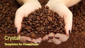  Presentation with coffee beans - Theme enhanced with granos de cafe - female hands with coffee beans background and a tawny brown colored foreground
