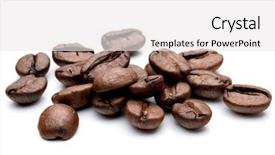  Presentation with coffee beans - PPT theme featuring granos de cafe - roasted coffee beans isolated background and a white colored foreground