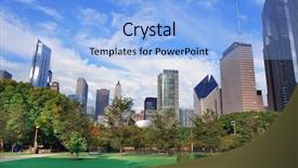  Presentation with city chicago - Beautiful presentation design featuring grant - chicago city downtown urban skyline backdrop and a light blue colored foreground