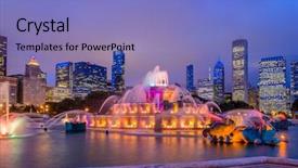  Presentation with chicago skyline - Beautiful theme featuring buckingham fountain in grant backdrop and a light blue colored foreground