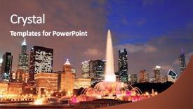  Presentation with chicago skyline - Amazing theme having buckingham fountain in grant backdrop and a gray colored foreground