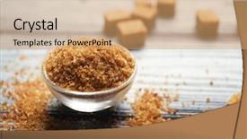  Presentation with ingredients brown sugar coffee beans - Slide deck having granular - bowl with brown sugar background and a coral colored foreground