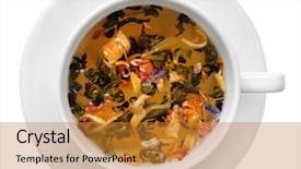  Presentation with tea cup - PPT layouts consisting of granular - cup of herbal tea isolate background and a  colored foreground