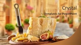  Presentation with cheese plate parmesan cheddar gouda - Cool new slides with granular - parmesan cheese on cutting board backdrop and a yellow colored foreground