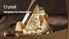  Presentation with cheese - Theme consisting of granular - piece of parmesan cheese background and a tawny brown colored foreground