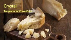  Presentation with cheese - PPT theme enhanced with granular - piece of parmesan cheese background and a tawny brown colored foreground