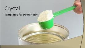  Presentation with baby formula - Colorful presentation theme enhanced with granular - preparing baby milk formula backdrop and a light gray colored foreground