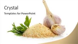  Presentation with import garlic - Cool new PPT theme with granulated dried garlic on white backdrop and a white colored foreground