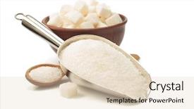  Presentation with sugar - PPT theme consisting of granulated sugar in scoop isolated background and a lemonade colored foreground