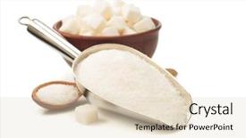  Presentation with sugar - Beautiful slides featuring granules - granulated sugar in scoop isolated backdrop and a lemonade colored foreground