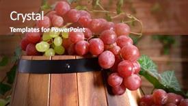  Presentation with table grape - Audience pleasing slide deck consisting of grape and barrel on wooden backdrop and a  colored foreground
