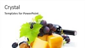  Presentation with red wine cheese - Audience pleasing slide set consisting of grape and cheese with a bottle of red wine over white backdrop and a white colored foreground