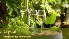  Presentation with wine barrel - Presentation enhanced with grape and white wine background and a tawny brown colored foreground