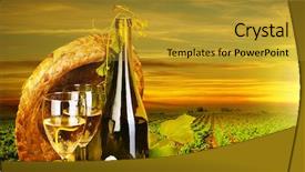  Presentation with table grape - Colorful PPT theme enhanced with grape field landscape at harvest backdrop and a gold colored foreground