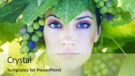  Presentation with grape - Audience pleasing slide set consisting of grape goddess beautiful young lady backdrop and a yellow colored foreground