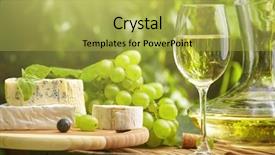  Presentation with wine green - Beautiful PPT layouts featuring grape harvest - wine on wooden barrel backdrop and a yellow colored foreground