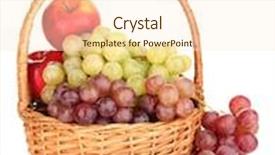  Presentation with grape - Slide deck consisting of grape in basket with nuts isolated on white background and a cream colored foreground